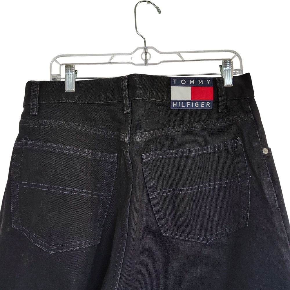 Vintage Tommy Hilfiger Freedom Jeans Men 34x32 Black Denim 90s Baggy Relaxed Fit